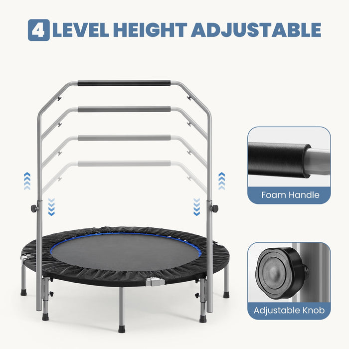 GIANNA 40" Collapsible Mini Trampoline, 330lbs Maximum Load Capacity, with Foam Handles, Exercise Trampoline Suitable for Adult Fitness, Kids, Indoor Outdoor, Blue - open_box