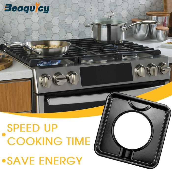 Beaquicy SGP-400 Square Gas Range Burner Drip Pan Porcelain Basics 101 for WP786333 - new