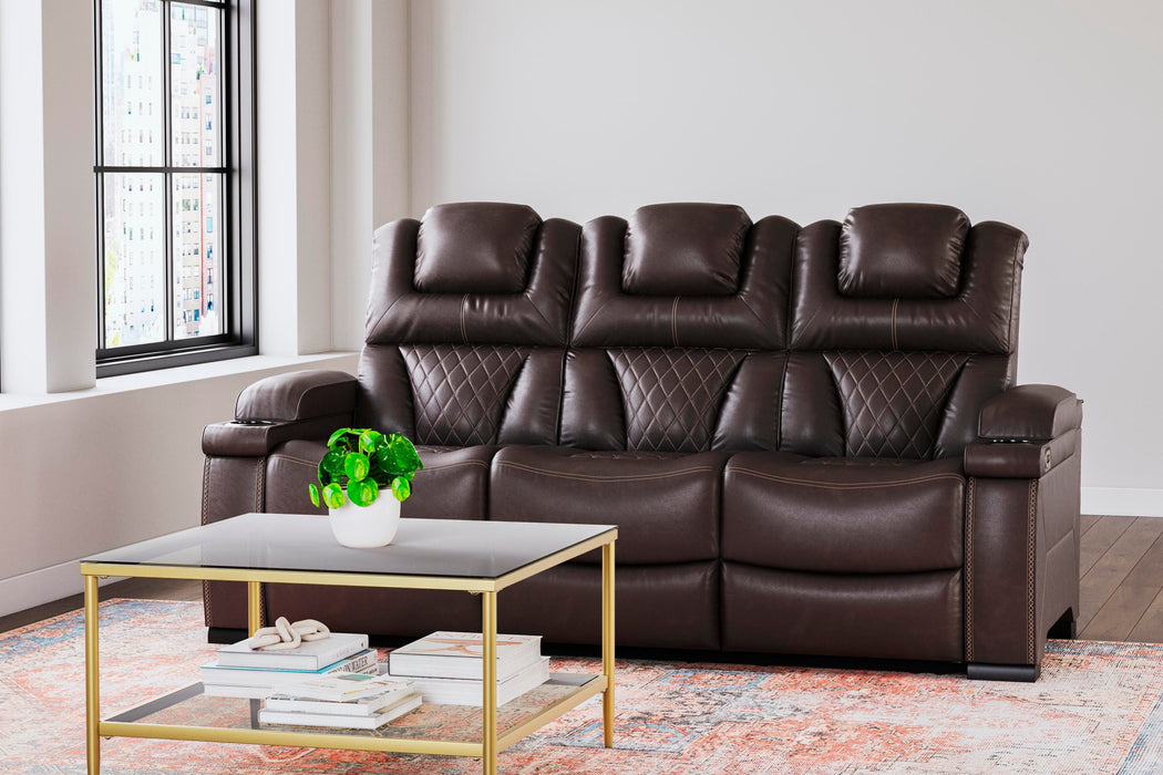 Warnerton Chocolate PWR REC Sofa with ADJ Headrest