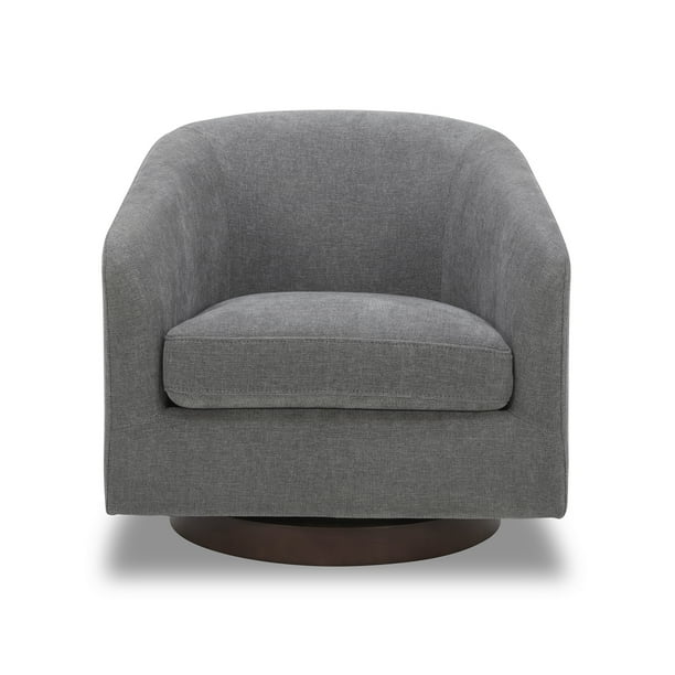 Better Homes & Gardens Bradford Wooden Base Modern Swivel Accent Chair, Gray - new