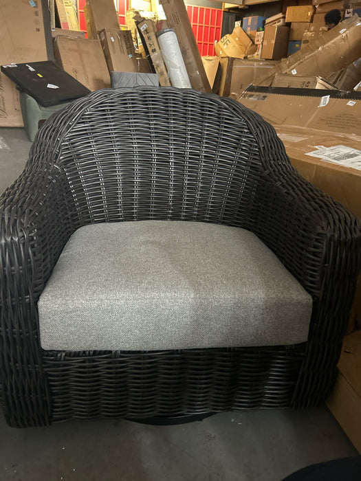 Better Homes & Gardens Bellamy Outdoor Barrel Back Chair, Dark Brown - new