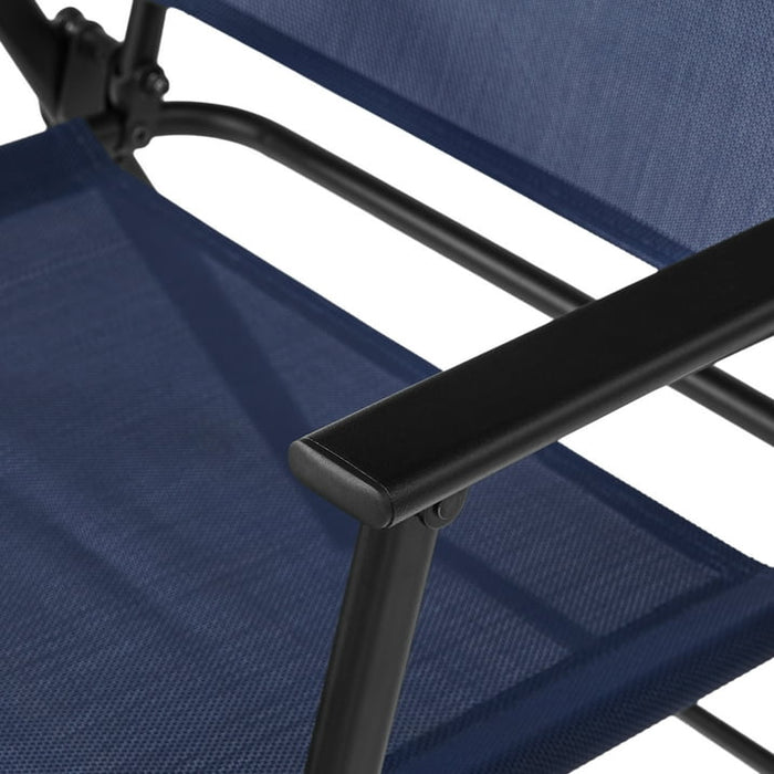 Mainstays Greyson Steel and Sling Adult Folding Outdoor Patio Armchair, Navy (Set of 2) - new