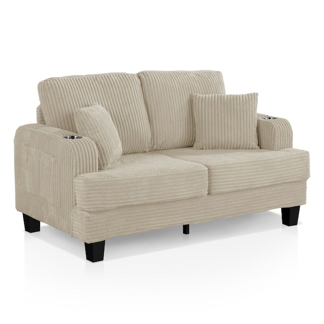 Furniture of America Kasin 61-in W Modern Beige Chenille 2-seater Loveseat - new