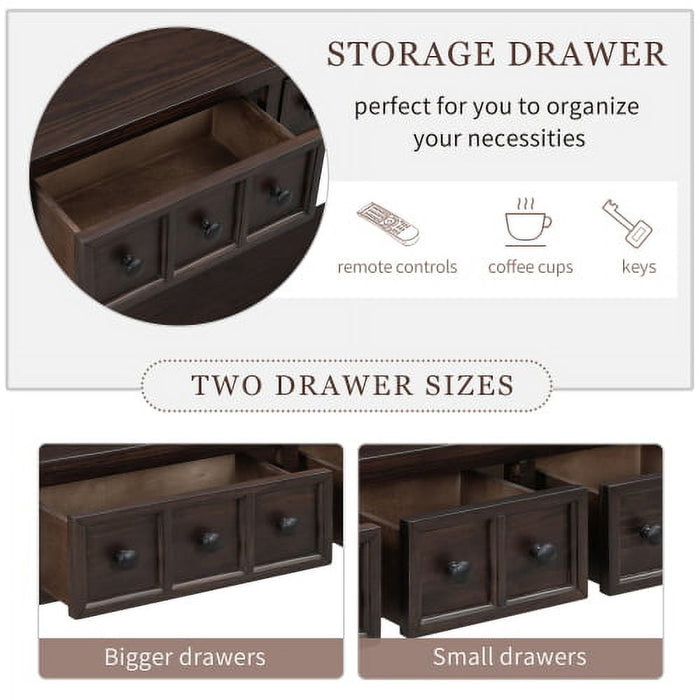 Entry Console Table with Storage Drawers,Antique 60" Long Sofa Table with Two Different Size Drawers and Bottom Shelf for Storage, Living Room Narrow Sofa Entry Table, Entryway, Hallway(Espresso) - new