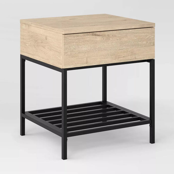 Loring End Table with Charging Station Vintage Oak - Threshold -