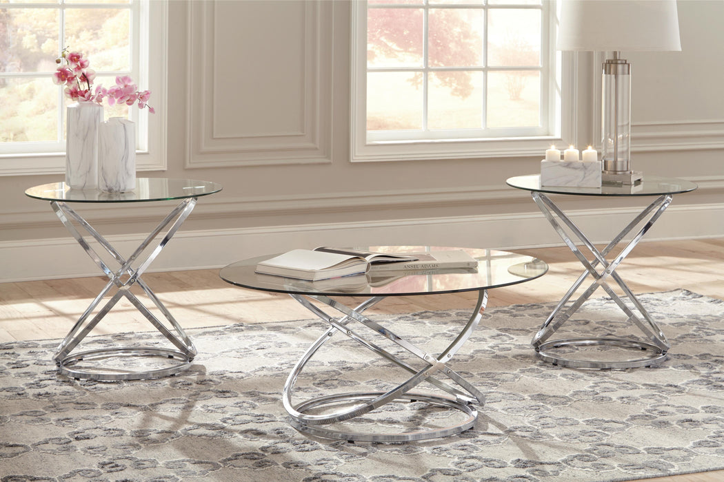 Hollynyx Chrome Finish Occasional Table Set (3/CN)