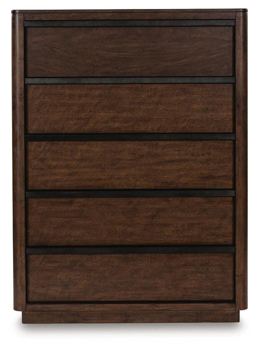 Kendamor Dark Brown Five Drawer Chest