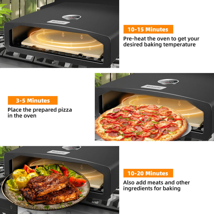 JP OUTDOOR Outdoor Grill Top Pizza Oven, Charcoal Pizza Oven, Black - new