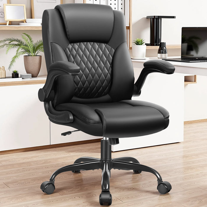 COOLHUT Leather Office Chair, Big and Tall Office Chair 400LBS Wide Seat Ergonomic Computer Desk Chair High Back Executive Leather Chair Adjustable Task Chair Lumbar Back with 8-Year Warranty, Black - new