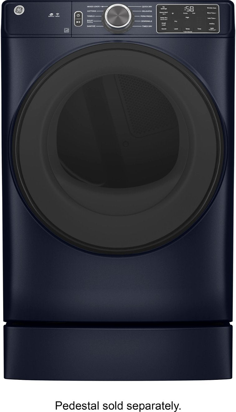 GE - 7.8 Cu. Ft. Smart Electric Dryer with Sanitize Cycle - Sapphire Blue - display_model