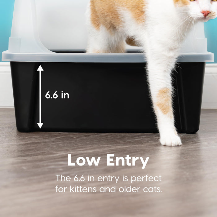 IRIS USA Extra Large Cat Litter Box, Open Top Litter Box for Big Cats and Multi-Cat Households, High Sided Scatter Shield, Easy to Clean, Black - new