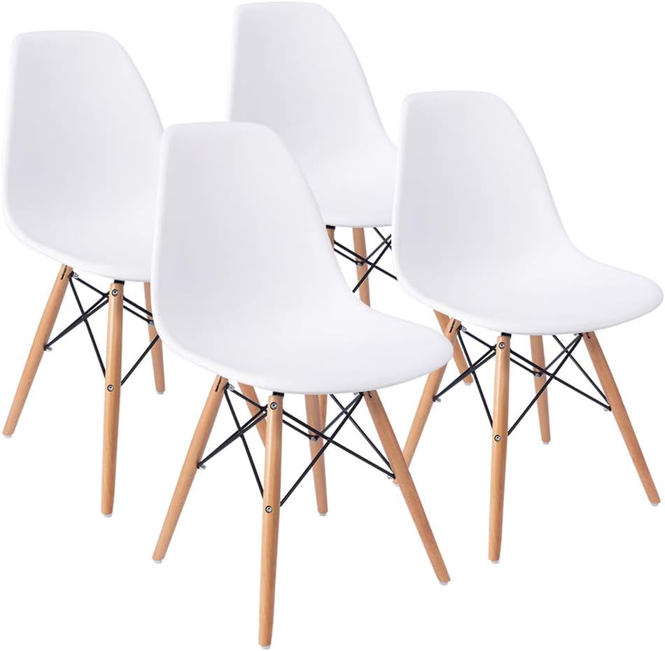 Furmax Pre Assembled Modern Style Dining Chair Mid Century Modern DSW Chair, Shell Lounge Plastic Chair for Kitchen, Dining, Bedroom, Living Room Side Chairs Set of 2 (White) - open_box