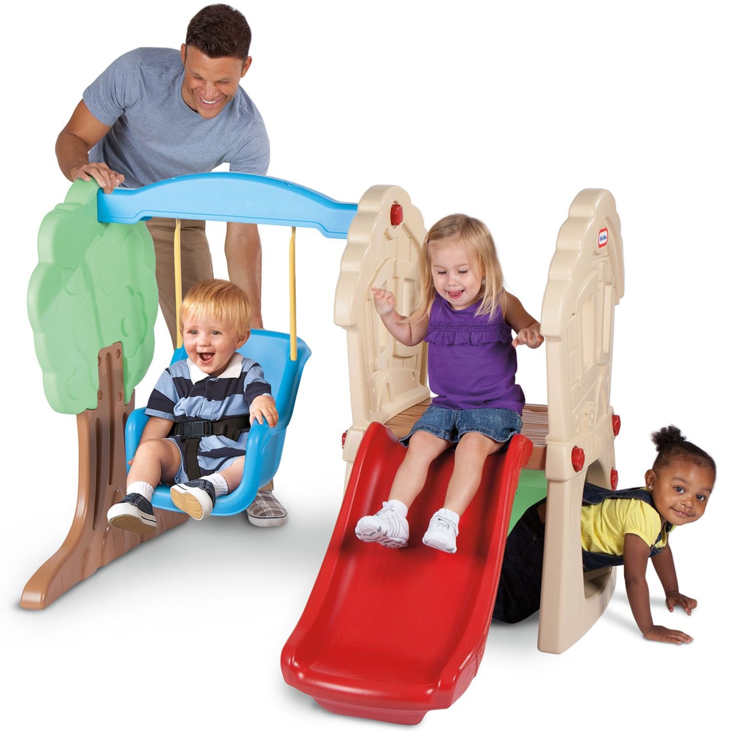 Little Tikes Hide and Seek Climber and Swing - Kids Slide Backyard Play Set - open_box