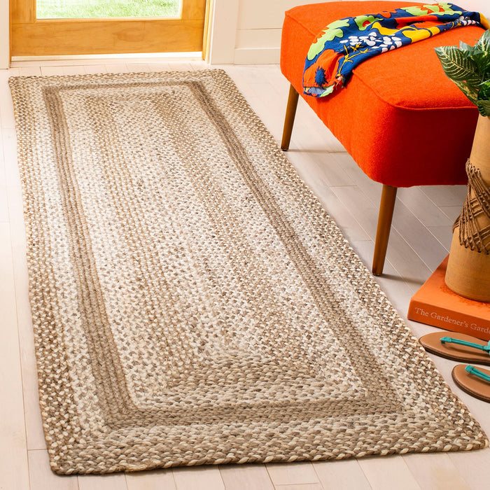 Safavieh Natural Fiber Collection 6' Square Grey/Ivory NF884F Handmade Farmhouse Country Jute Area Rug - new