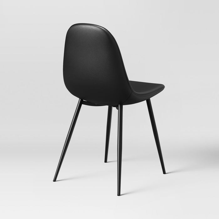 2pk Copley Dining Chairs Faux Leather Midnight Black - Threshold™: Upholstered, Metal Legs, Mid-Century Modern