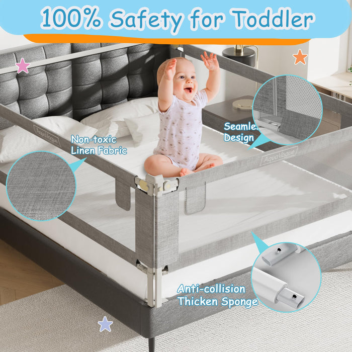 AquaVogue 3-Pack Queen Size Bed Rails for Toddlers -Height Adjustable Baby Bed Rail Guard Specially Designed for Queen Size Bed(2 Sides 78.7" + 1 Side 59") - new