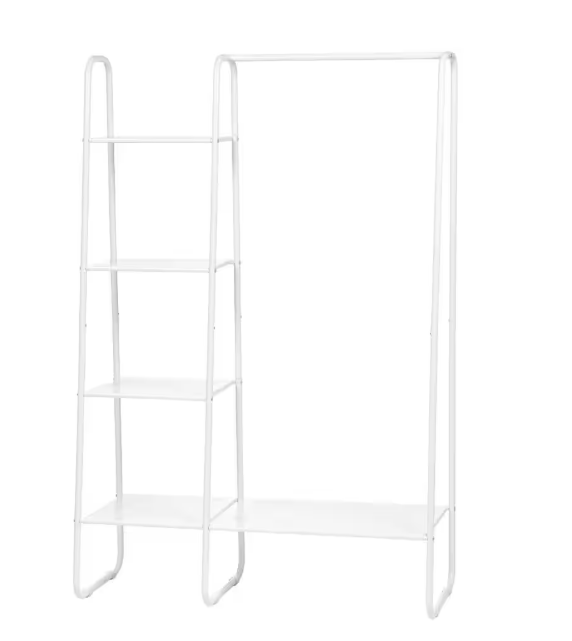 White Metal Garment Rack with Metal Mesh Shelves 39.60 in. L x 16.10 in. W x 59.80 in. H - new
