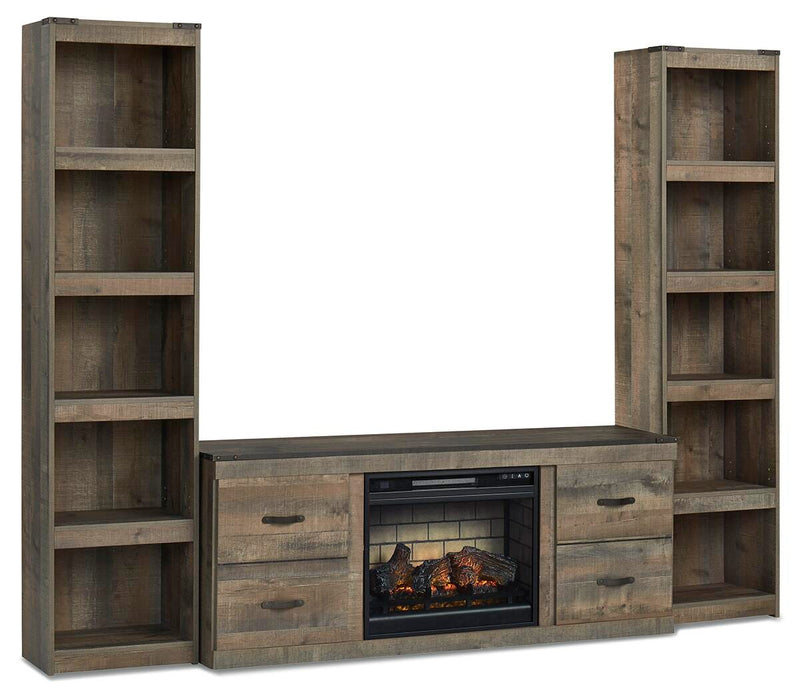 Trinell Brown Trinell 3-Piece Entertainment Center with Electric Fireplace