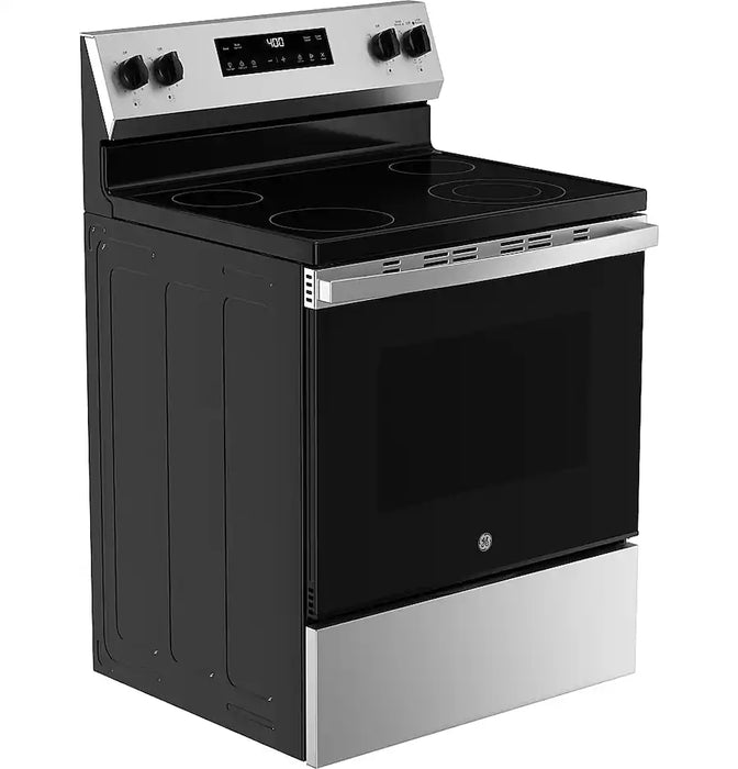 GE - 5.3 Cu. Ft. Freestanding Electric Range with Steam Cleaning and 4 Burner Radiant Cooktop - Stainless Steel - new