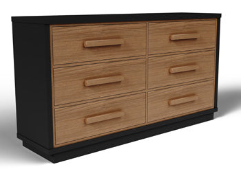 Kozmour Black/Brown Six Drawer Dresser