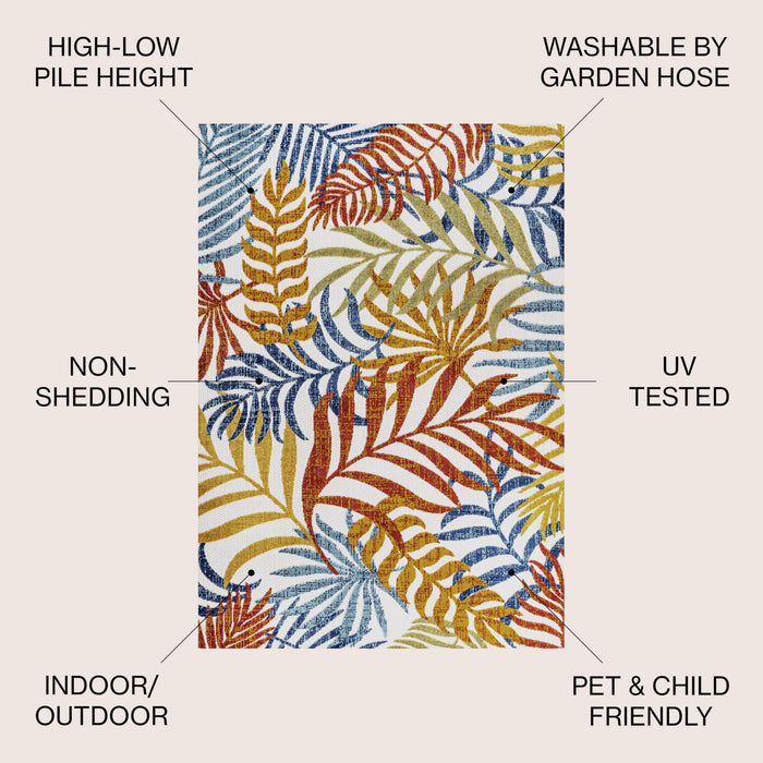 JONATHAN Y AMC100B-5 Tropics Palm Leaves Indoor Outdoor Area-Rug Bohemian Floral Easy-Cleaning High Traffic Bedroom Kitchen Backyard Patio Porch Non Shedding, 5 X 8, Cream/Orange - new