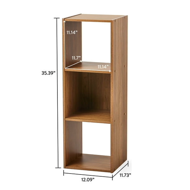 Mainstays 3 Cube Storage Organizer, Warm Walnut - new