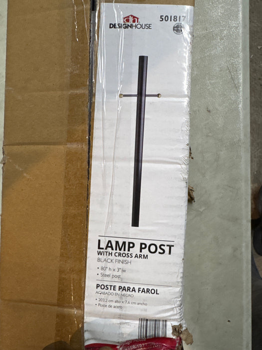 80-Inch Outdoor Lamp Post - Lamp Posts Outdoor Lighting for Driveways, Porches, Pathways, and Patios - Direct Burial Outdoor Post Light in Black, Design House WM750181 - open_box