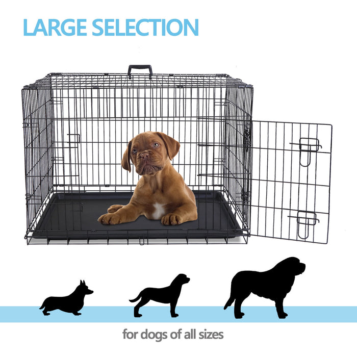 HomGarden 36 Foldable Dog Crate Steel Pet Kennel Double Door Medium Dog Cage - open_box