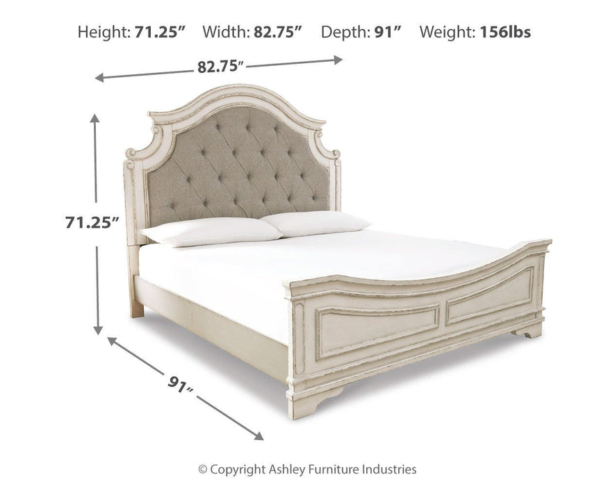 Realyn Chipped White Realyn California King Upholstered Panel Bed