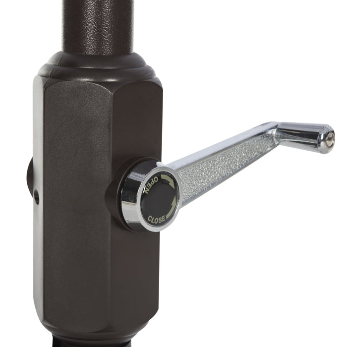 Safavieh Elsa 11' Market Crank Round Patio Umbrella, Black/White - open_box