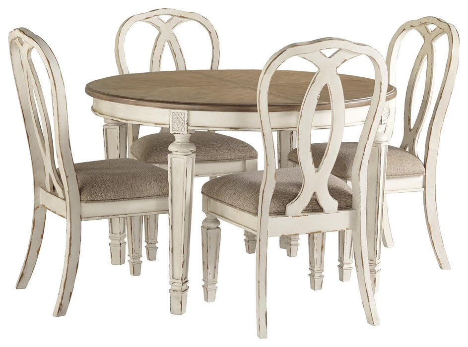 Realyn Chipped White Realyn Dining Table and 4 Chairs