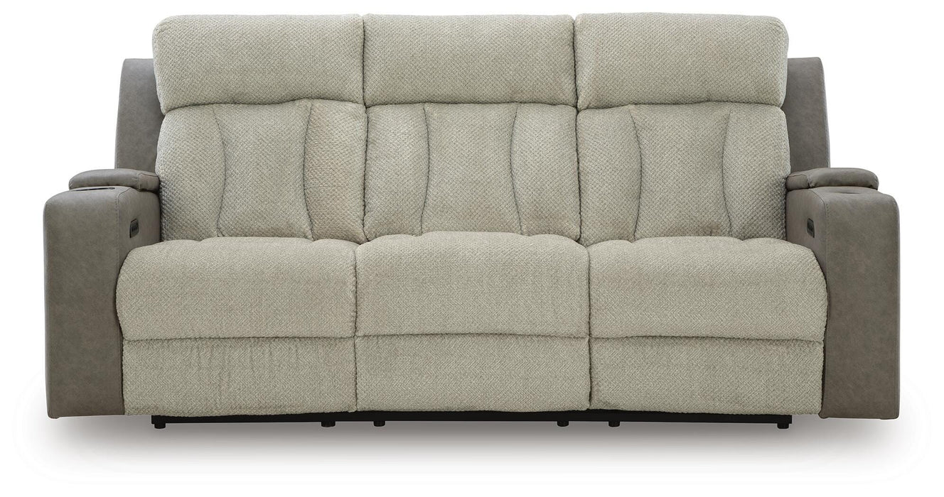 Stately Check Sisal PWR REC Sofa with ADJ Headrest
