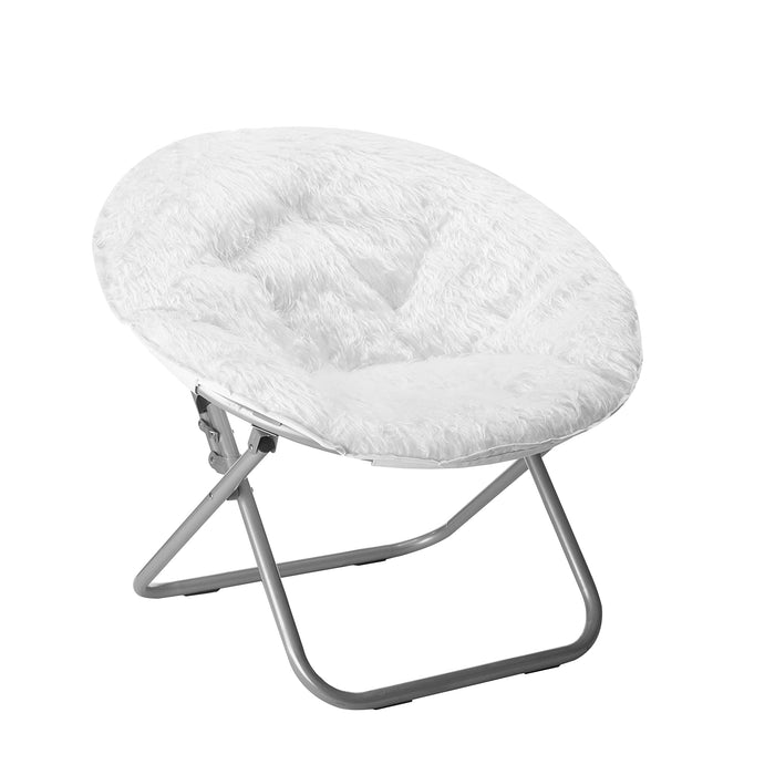 Urban Lifestyle Mongolian Faux Fur Saucer Chair, Off White - open_box