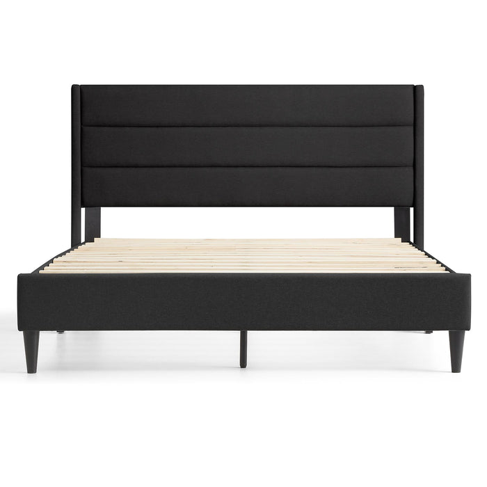 Rest Haven Renton Upholstered Channeled Platform Bed, King, Charcoal - new