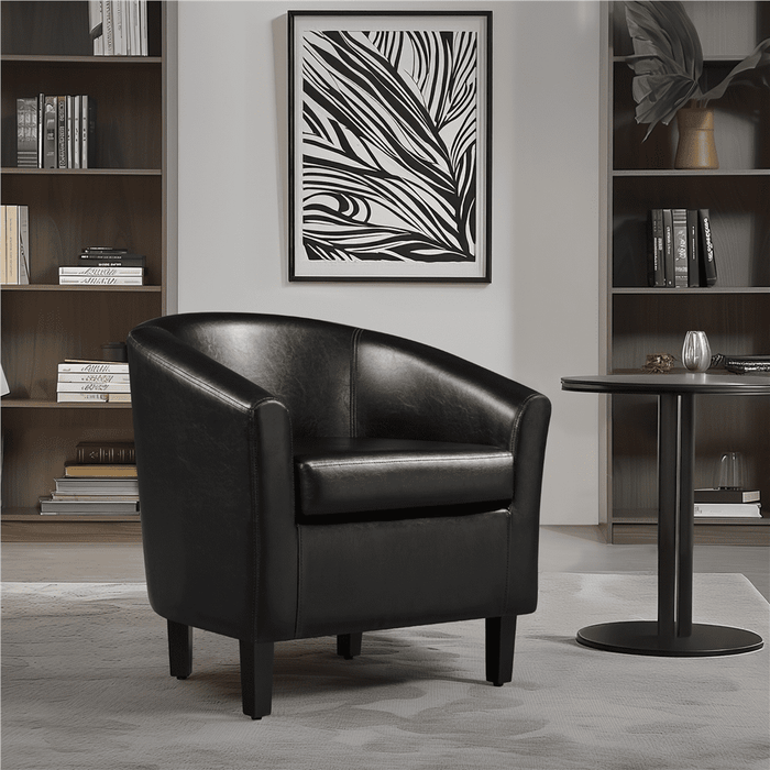 Yaheetech Faux Leather Accent Arm Chair For Living Room, Black - new
