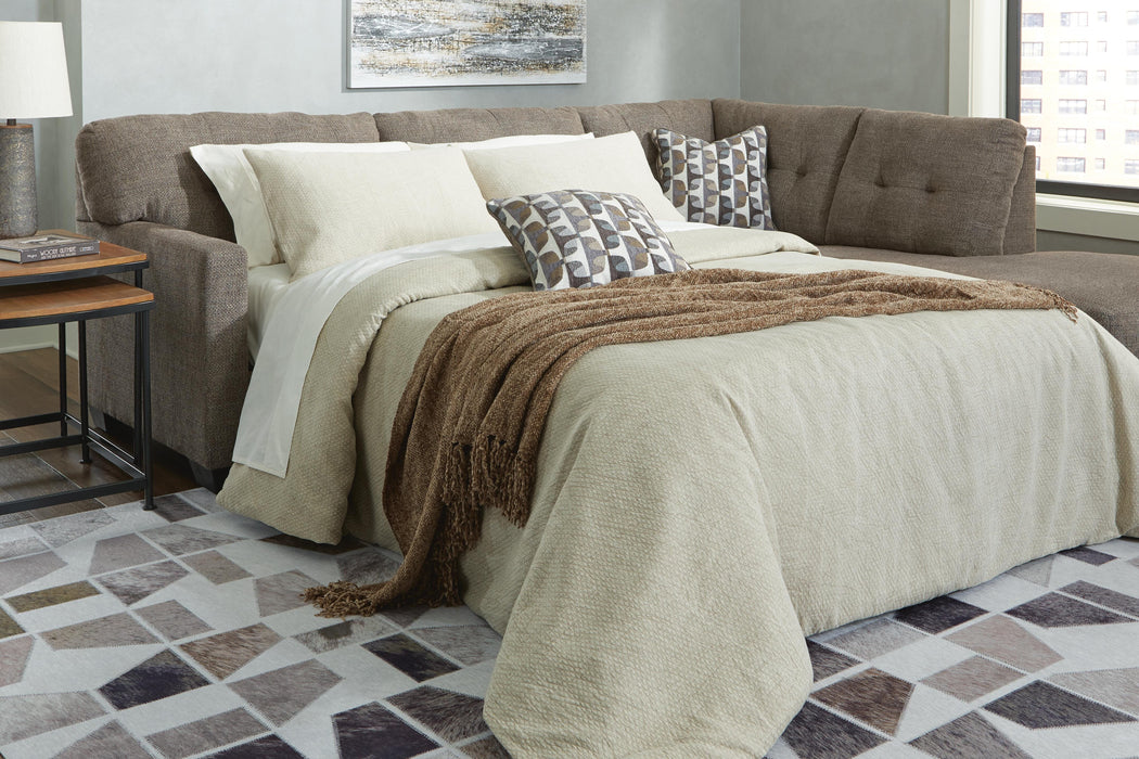 Signature Design Chocolate 2-Piece Sleeper Sectional with Chaise
