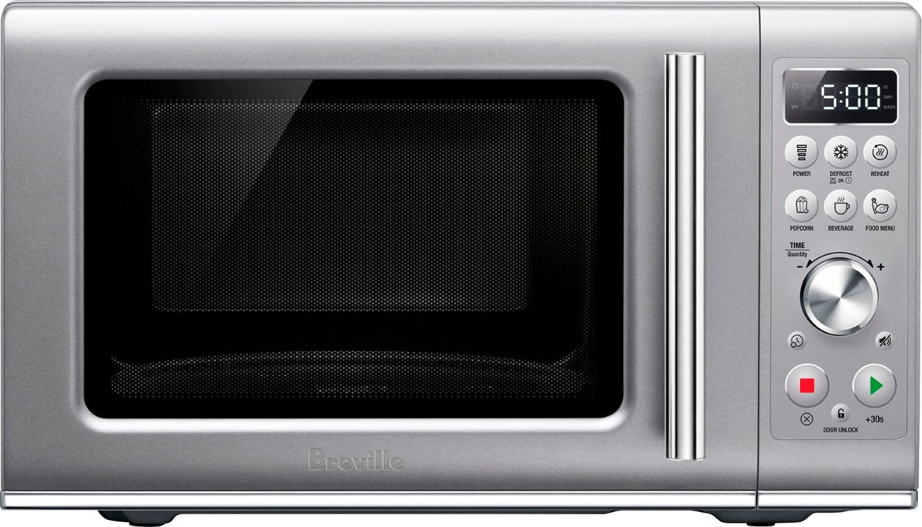 Breville - the Compact Wave Soft Close 0.9 Cu. Ft. Microwave - Brushed Stainless Steel - used_good