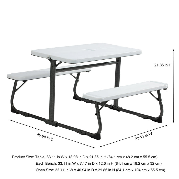 Your Zone Folding Kid's Picnic Activity Table for Ages 3-8, White - new