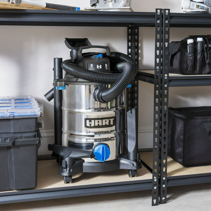 HART VOC812SF 3703 8 Gallon 6 Peak HP Stainless Steel Wet/Dry Vacuum - new