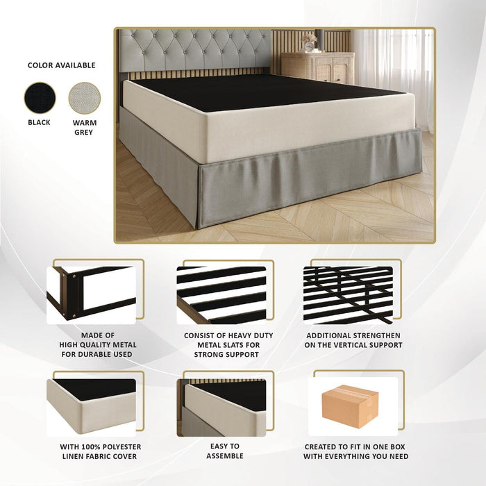 Castle Place 8" Full Metal Box Spring, Beige Linen - new