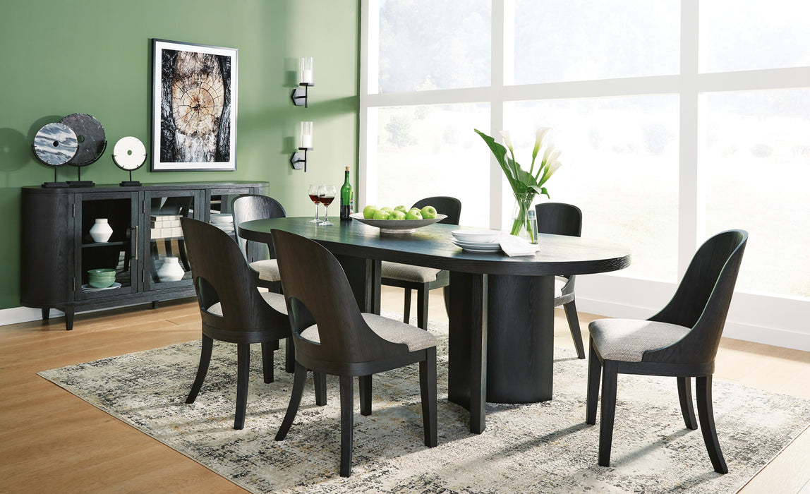 Rowanbeck Black Rowanbeck Dining Table and 6 Chairs