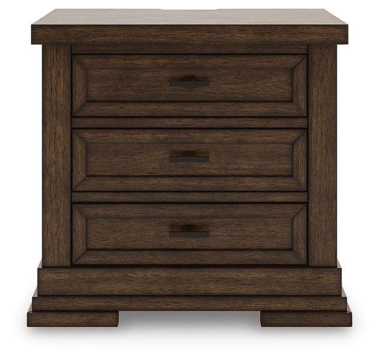 Taffenbrook Medium Brown Three Drawer Night Stand