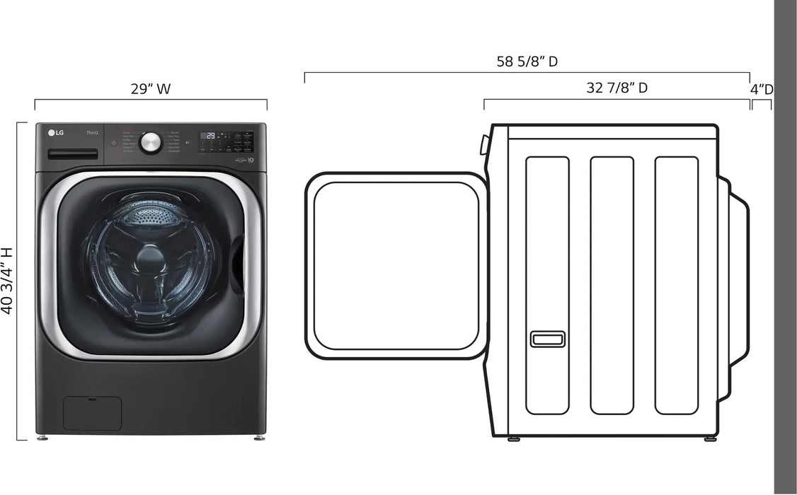 LG - 5.2 Cu. Ft. High-Efficiency Stackable Smart Front Load Washer with Steam and TurboWash - Black Steel - new