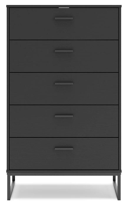 Socalle Black Five Drawer Chest