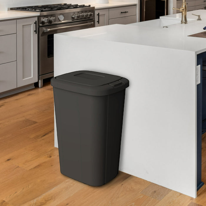 Hefty 13.3 Gallon Trash Can, Plastic Touch Top Kitchen Trash Can, Black - new