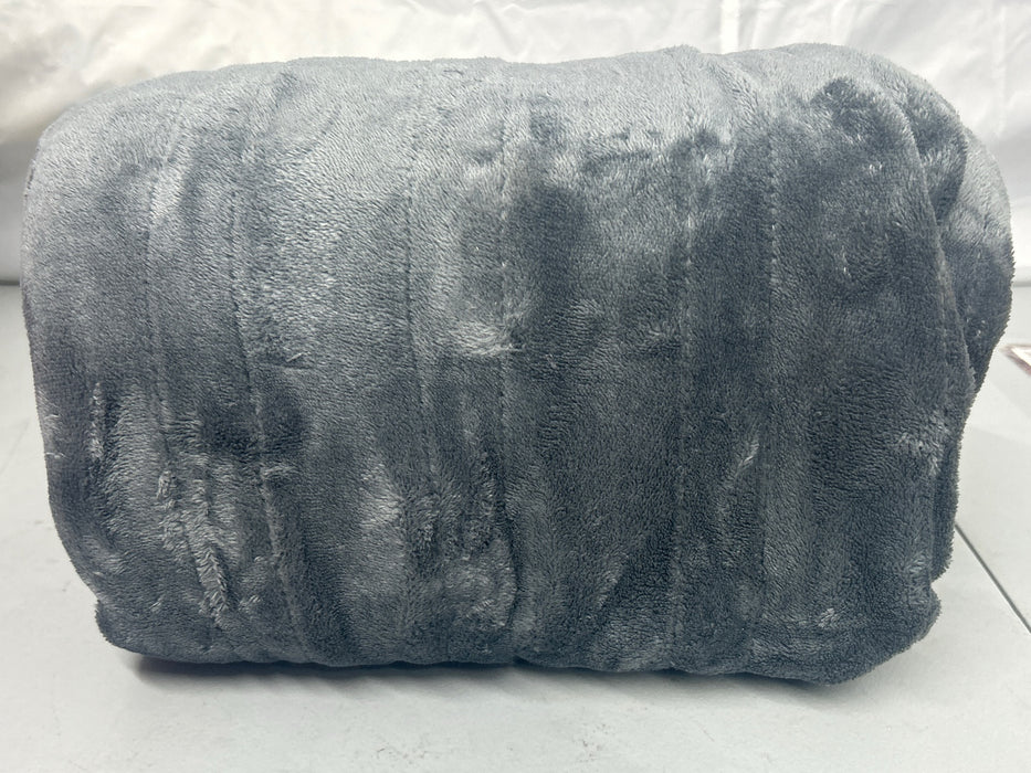 Sunbeam Electric Heated Throw Blanket Oversize Grey stone Microplush 4 Heat Settings - new