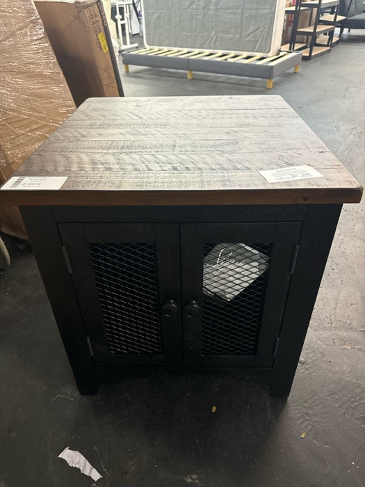 Valebeck Rectangular End Table Black/Brown - Signature Design by Ashley: Rustic Farmhouse Style with Storage - new