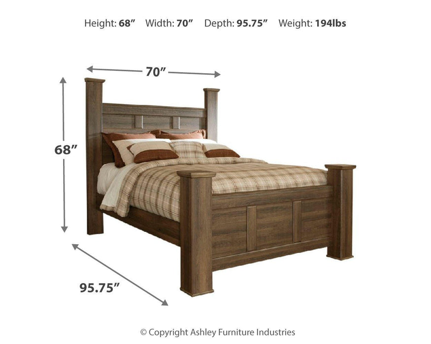 Juararo Dark Brown Juararo Queen Poster Bed