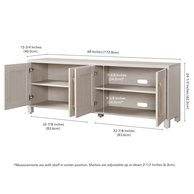 Hailey Home Chabot Transitional Alder White 68-in W TV stand ( Accommodates TVs more than 70-in ) - new