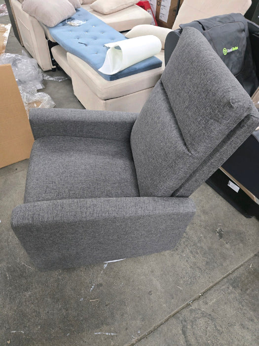 Merax Gray Modern Upholstered Manual Swivel Recliner Chair w/Headsupport Adjustable Nursery Glider Rocker for Living Room, Bedroom, Set of 1 - new